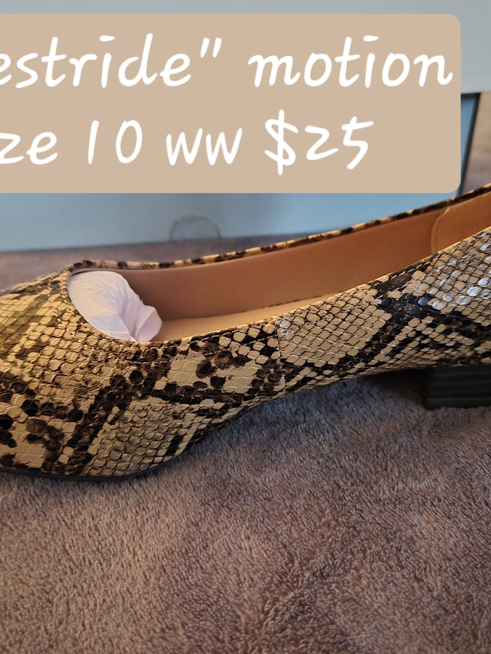 Life Stride Snake-Print Ballet Flat in Beige and Black